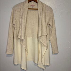 Vintage Y2K Juicy Couture Open Front Cardigan Ivory Gold Waffle Knit Metallic XS